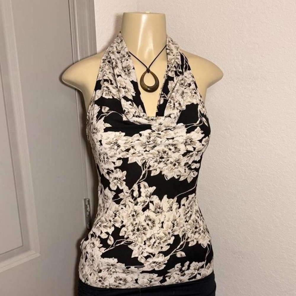Banana Republic floral halter top with cowl neck!